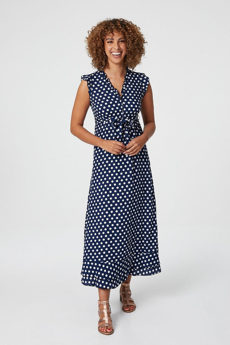 Polka Dot Sleeveless Midi Dress ...